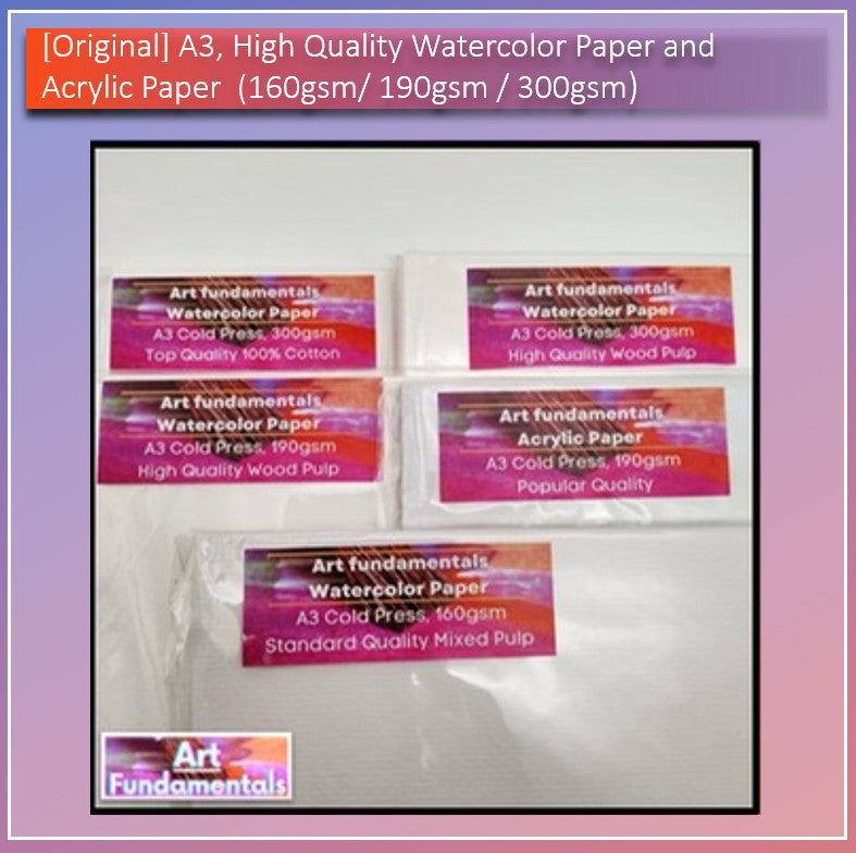 A3, High Quality Watercolor Paper and Acrylic Paper (160gsm / 190gsm / 300gsm), by Art Fundamentals PH