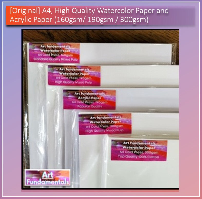 A4 High Quality Watercolor & Acrylic Paper (160gsm/190gsm/300gsm) – Art Fundamentals PH