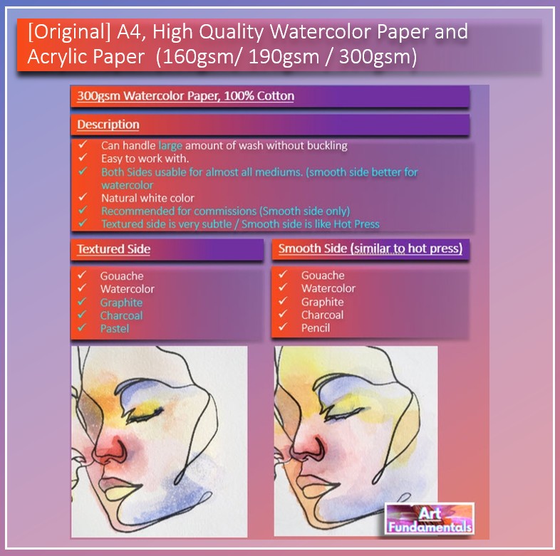 A4 High Quality Watercolor & Acrylic Paper (160gsm/190gsm/300gsm) – Art Fundamentals PH