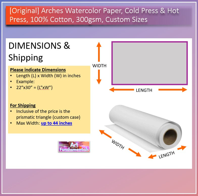 Arches Watercolor Paper – Cold Press & Hot Press, 100% Cotton, 300gsm (Custom Sizes)