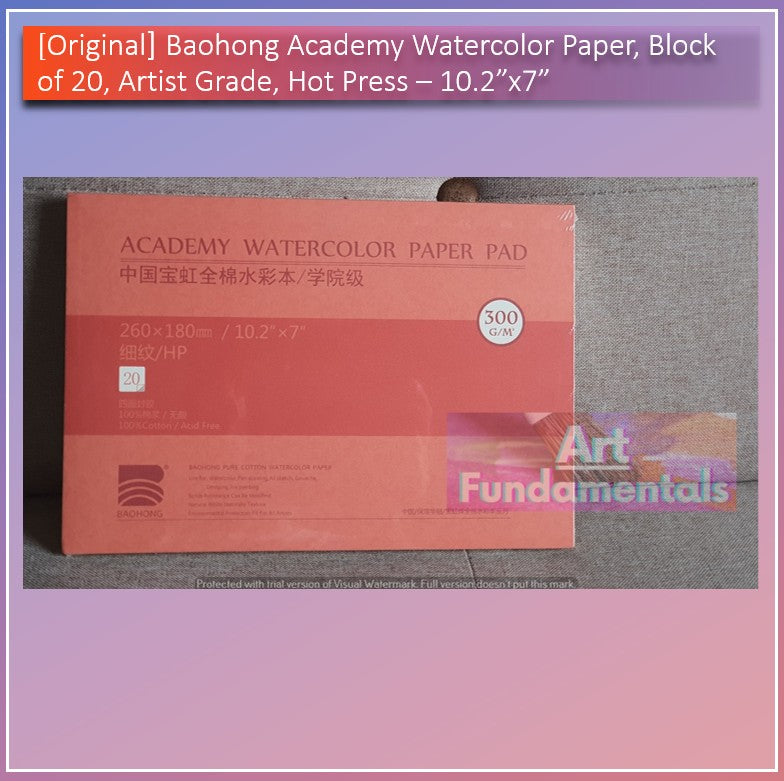 Baohong Academy Watercolor Paper, Block of 20, Artist Grade, Cold Press & Hot Press Variants