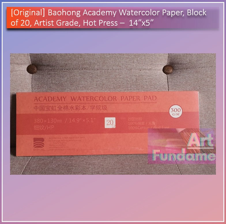 Baohong Academy Watercolor Paper, Block of 20, Artist Grade, Cold Press & Hot Press Variants