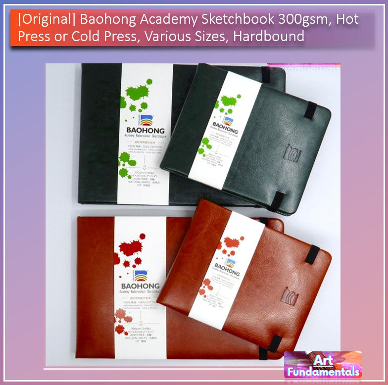[Original] Baohong Academy Sketchbook 300gsm, Hot Press or Cold Press, Various Sizes, Hardbound
