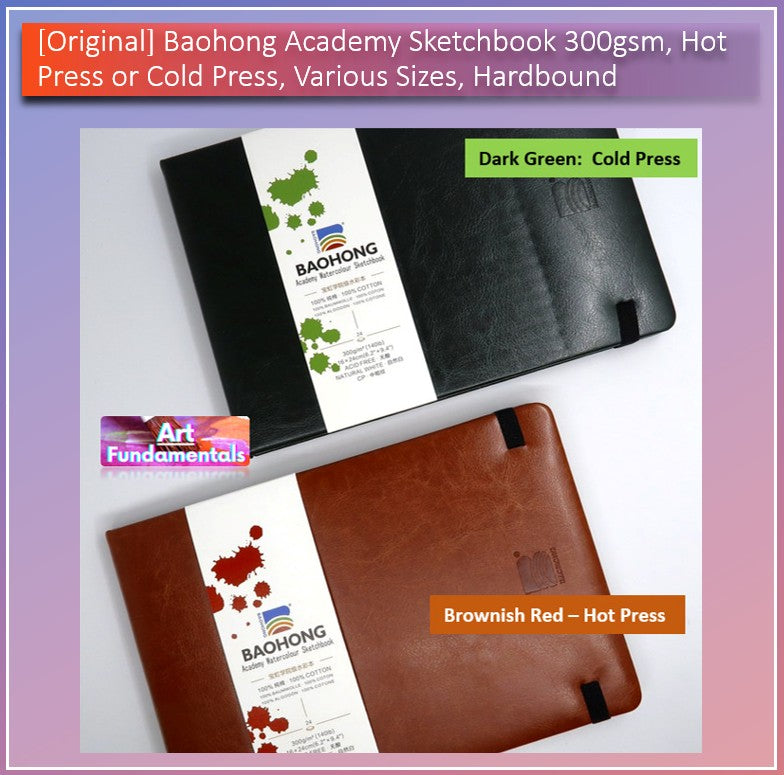 [Original] Baohong Academy Sketchbook 300gsm, Hot Press or Cold Press, Various Sizes, Hardbound