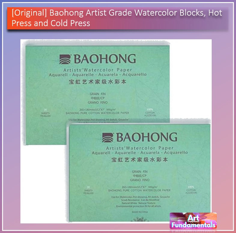 BAOHONG Artist Grade Watercolor Blocks, Hot press and Cold Press (Original)