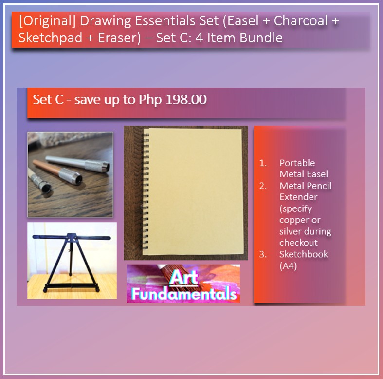 Drawing Essentials Set (Easel + Charcoal + Sketchpad + Eraser)