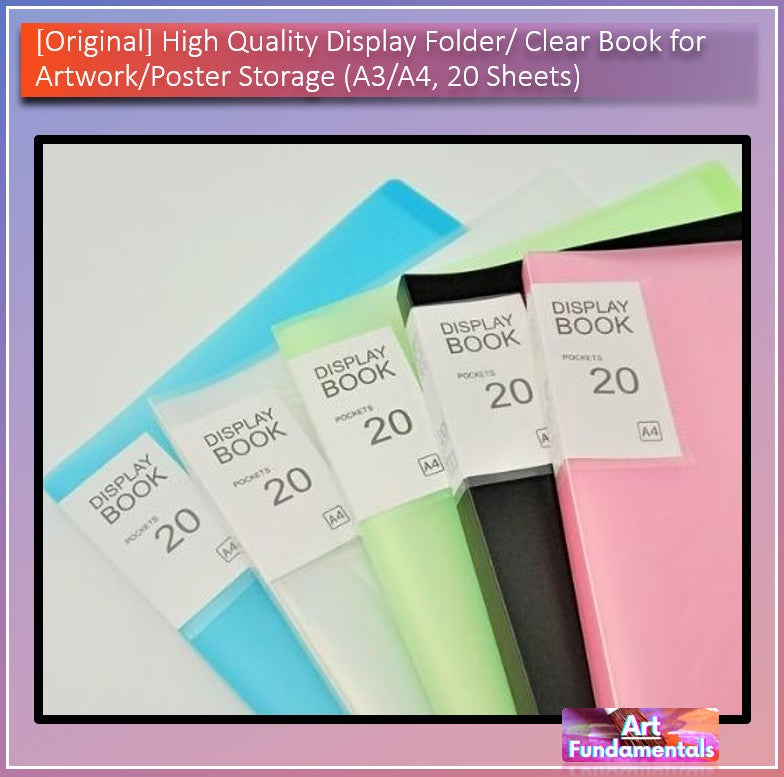High Quality Display Folder / Clear Book for Artwork/Poster Storage (A3/A4, 20 Sheets)