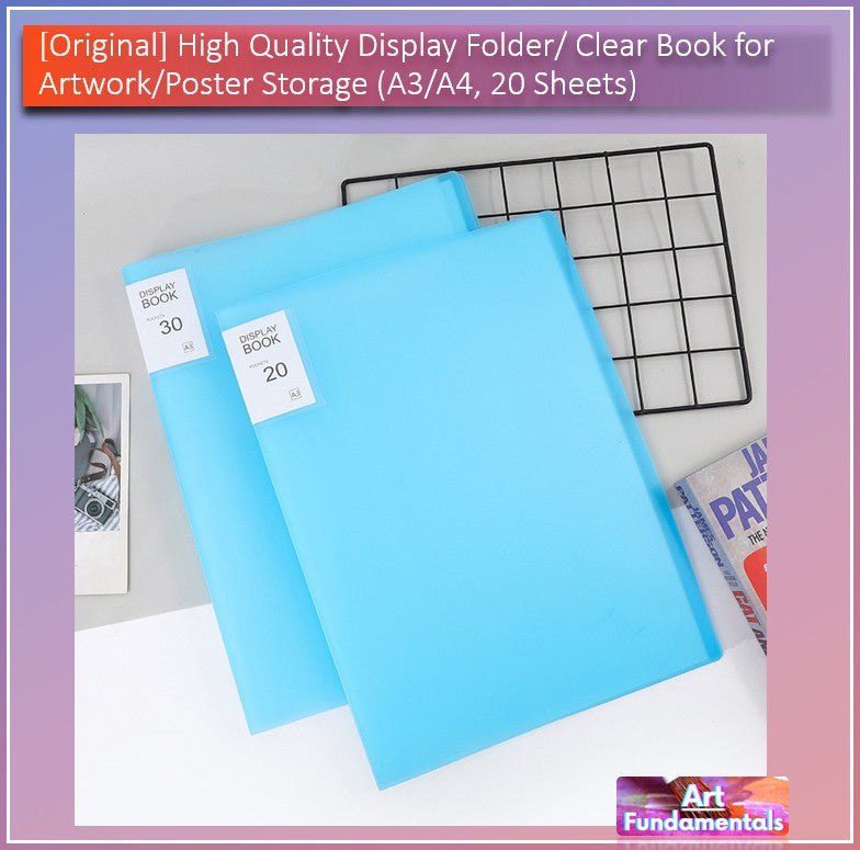 High Quality Display Folder / Clear Book for Artwork/Poster Storage (A3/A4, 20 Sheets)