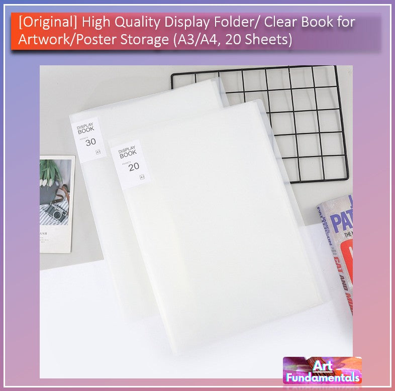 High Quality Display Folder / Clear Book for Artwork/Poster Storage (A3/A4, 20 Sheets)