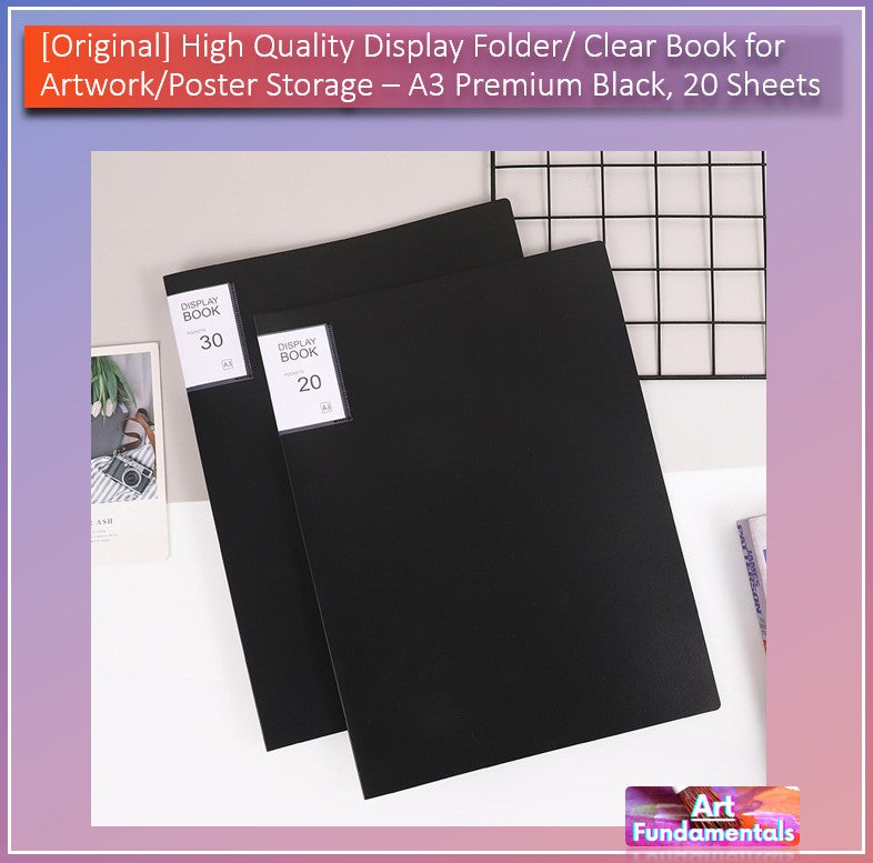 High Quality Display Folder / Clear Book for Artwork/Poster Storage (A3/A4, 20 Sheets)