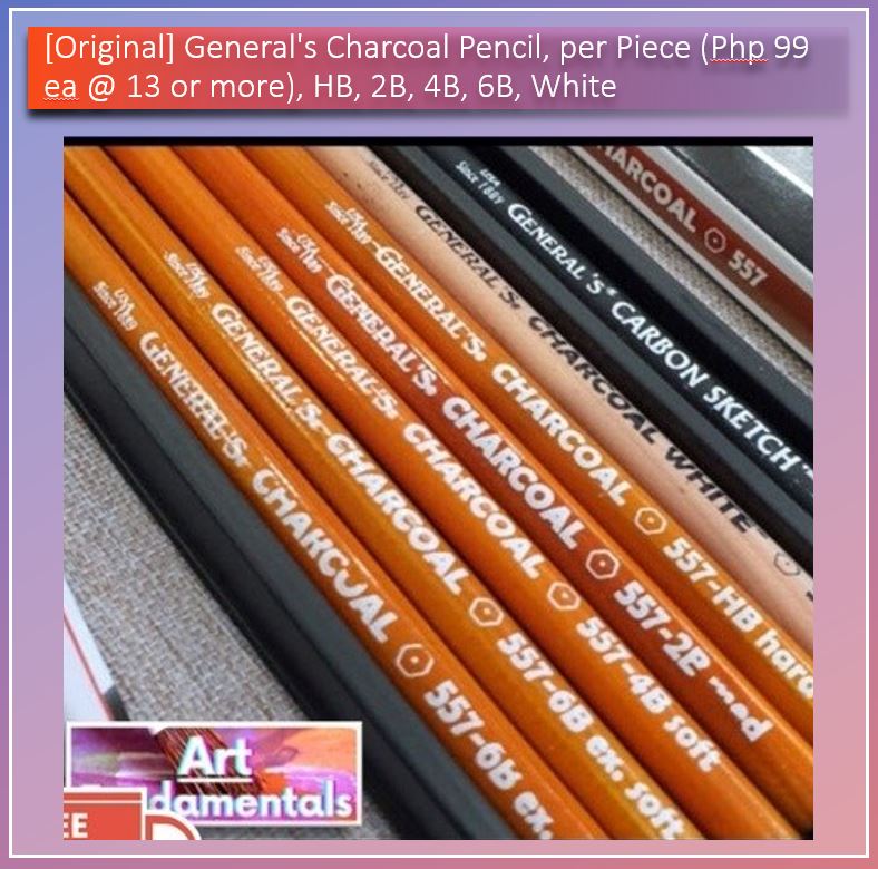 General's Charcoal Pencil, sold per Piece, HB, 2B, 4B, 6B, White
