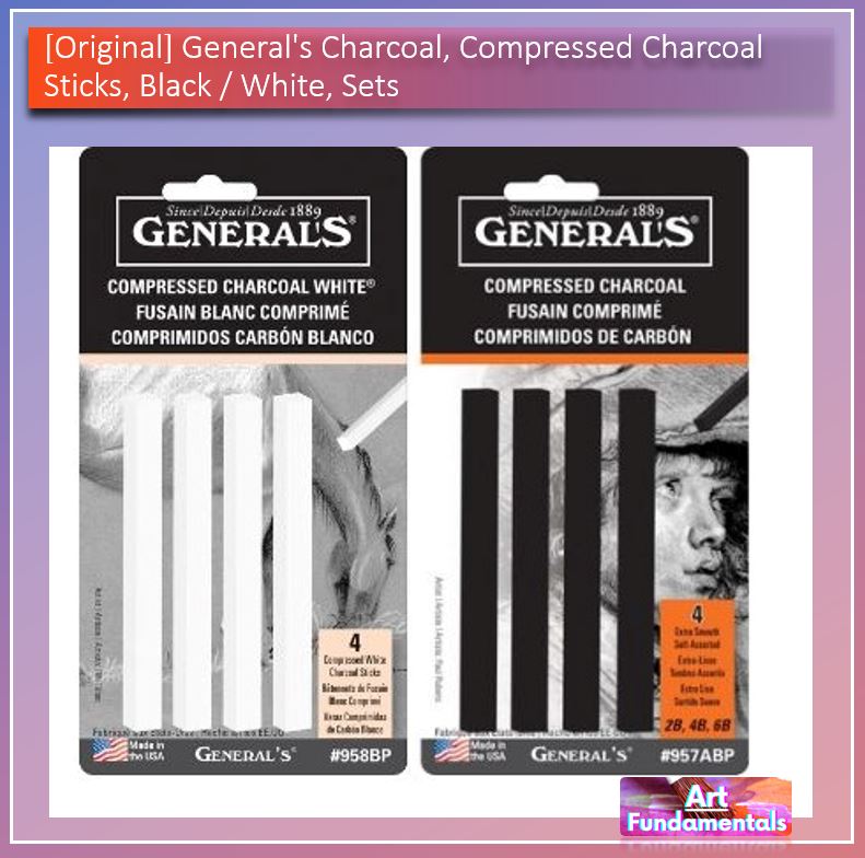 General's Charcoal, Compressed Charcoal Sticks, Black / White, Sets