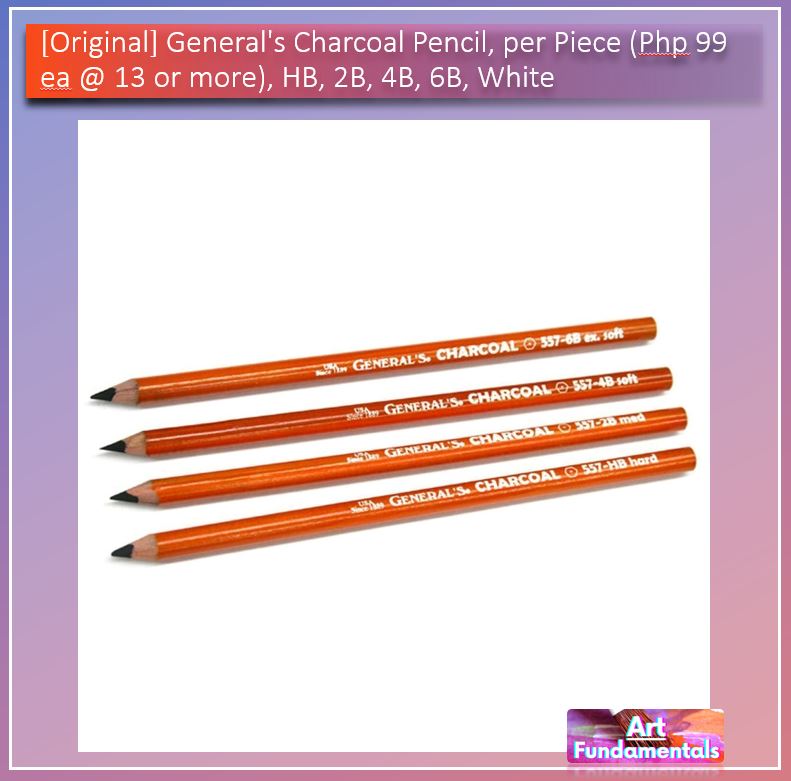 General's Charcoal Pencil, sold per Piece, HB, 2B, 4B, 6B, White