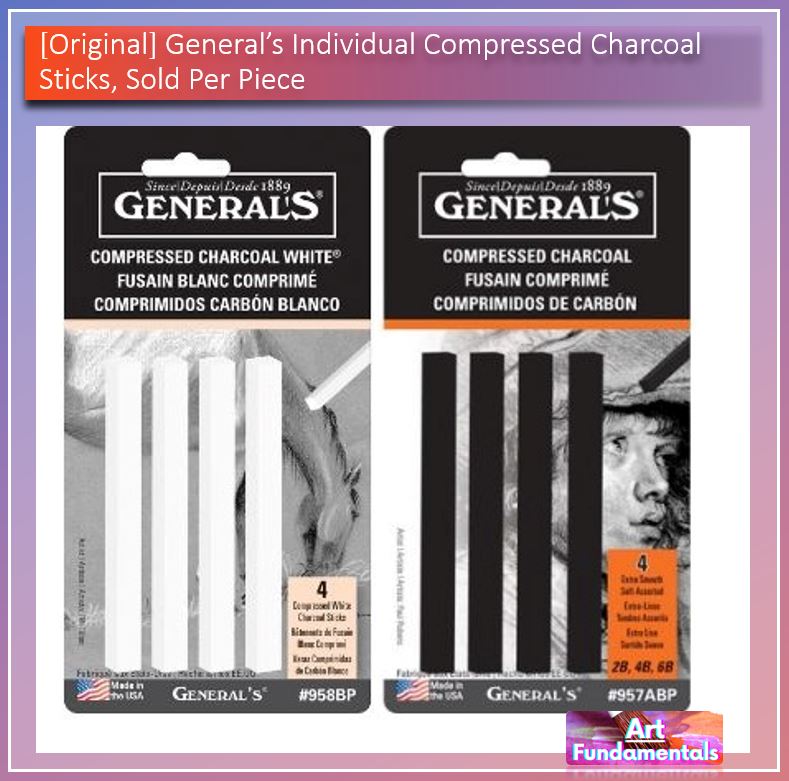 General's Individual Compressed Charcoal Sticks Sold per piece