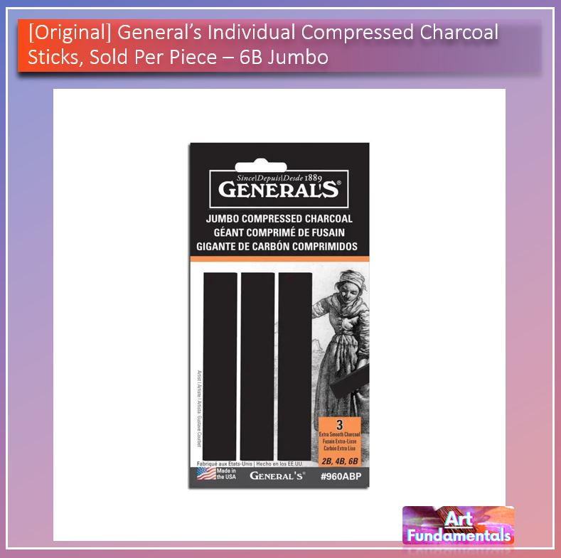 General's Individual Compressed Charcoal Sticks Sold per piece