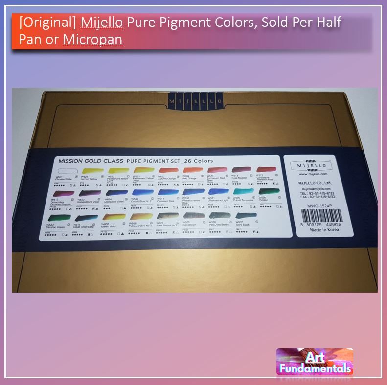 Mijello Pure Pigment Watercolors Hand-poured 2ml Half Pans