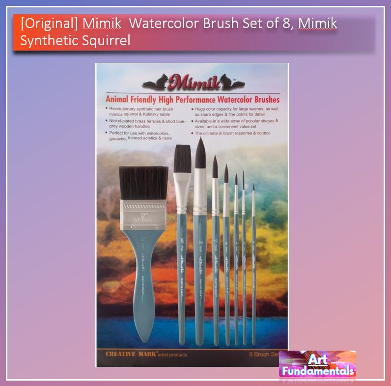 Watercolor Brush Set of 8, Mimik Synthetic Squirrel