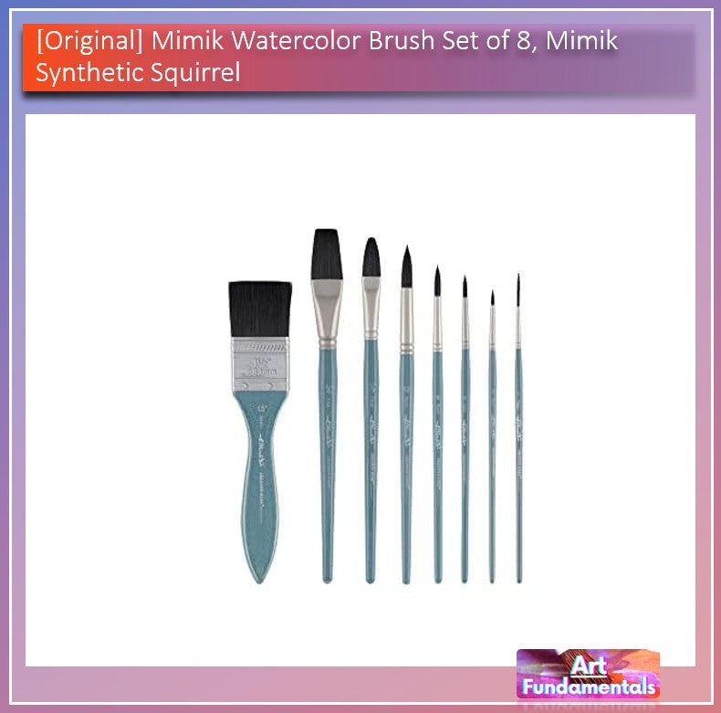 Watercolor Brush Set of 8, Mimik Synthetic Squirrel