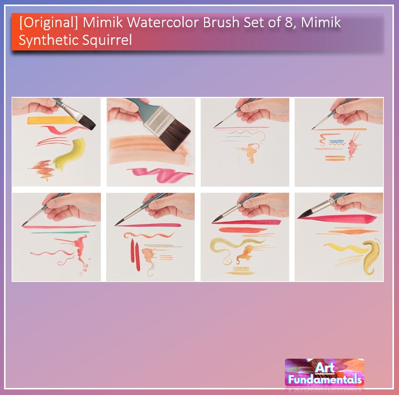 Watercolor Brush Set of 8, Mimik Synthetic Squirrel
