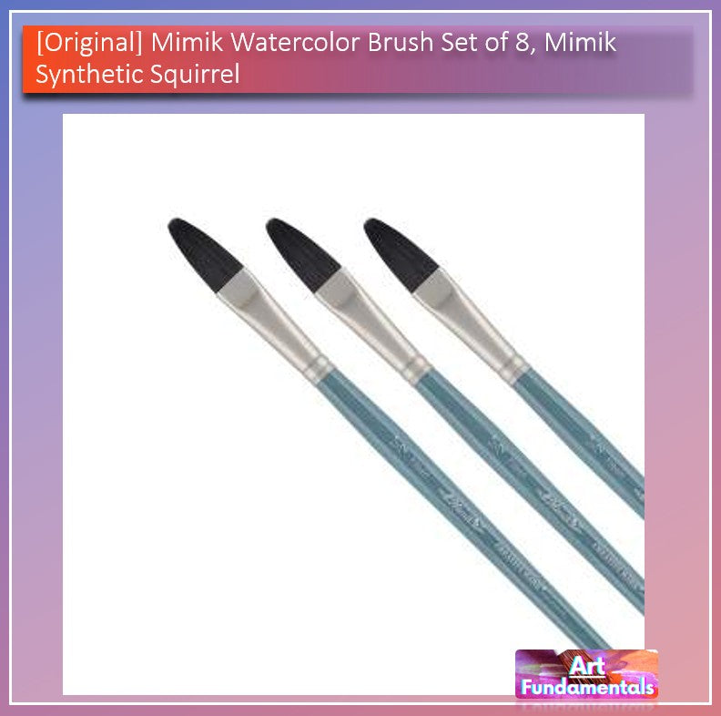 Watercolor Brush Set of 8, Mimik Synthetic Squirrel