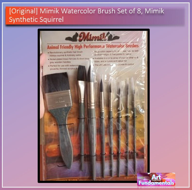 Watercolor Brush Set of 8, Mimik Synthetic Squirrel