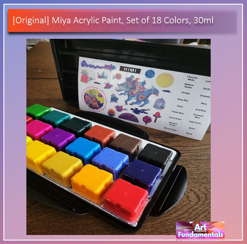 Miya Acrylic Paint, Set of 18 Colors