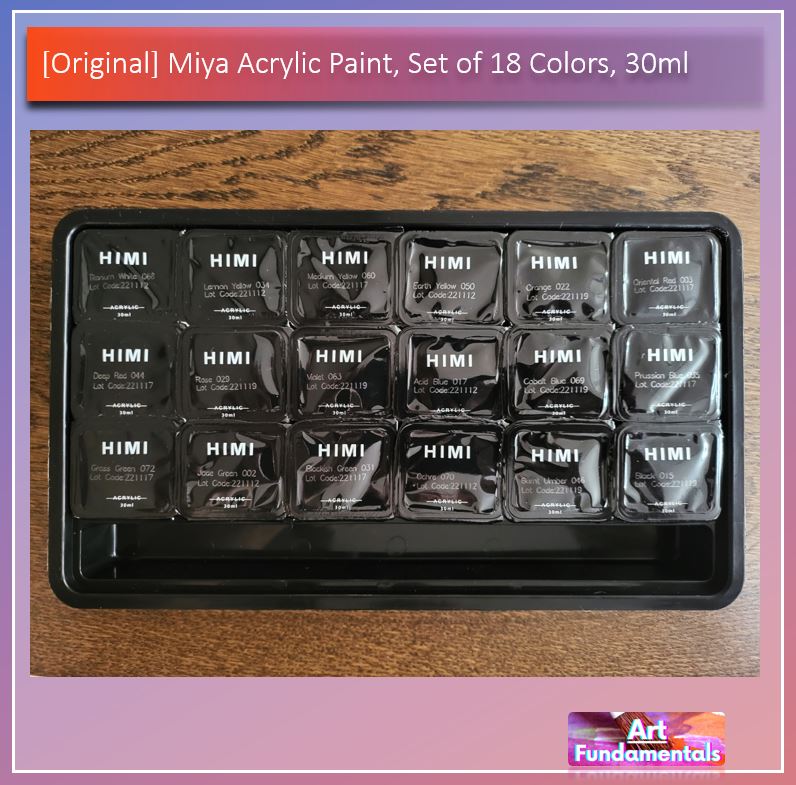 Miya Acrylic Paint, Set of 18 Colors