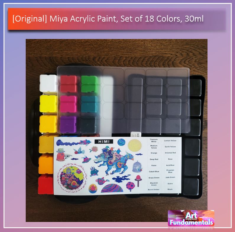 Miya Acrylic Paint, Set of 18 Colors