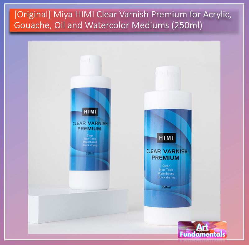 Miya HIMI Premium Clear Varnish for Acrylic, Gouache, Oil & Watercolor Mediums – 250ml