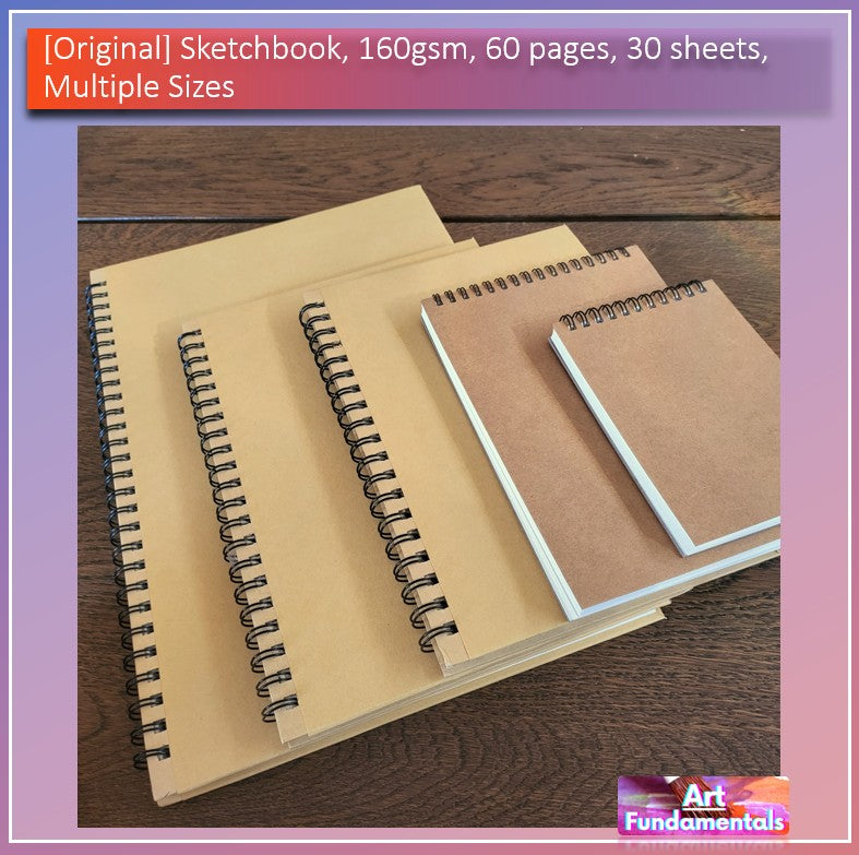 Sketchbook, 160gsm, 60 pages, 30 sheets, multiple sizes