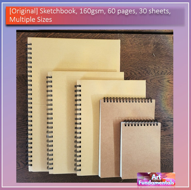 Sketchbook, 160gsm, 60 pages, 30 sheets, multiple sizes