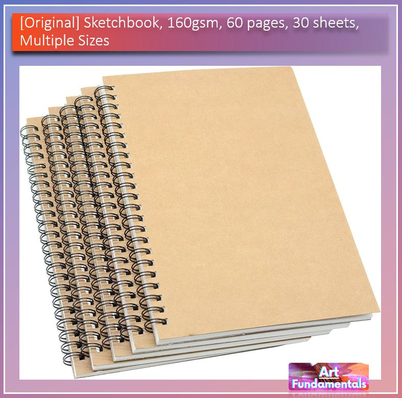 Sketchbook, 160gsm, 60 pages, 30 sheets, multiple sizes