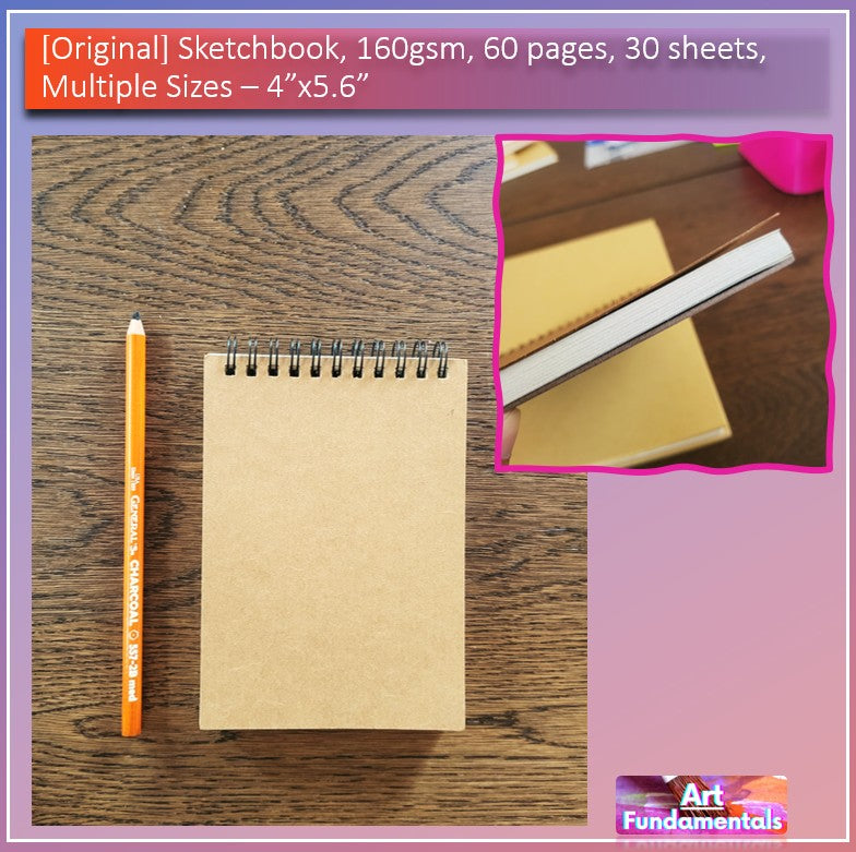 Sketchbook, 160gsm, 60 pages, 30 sheets, multiple sizes