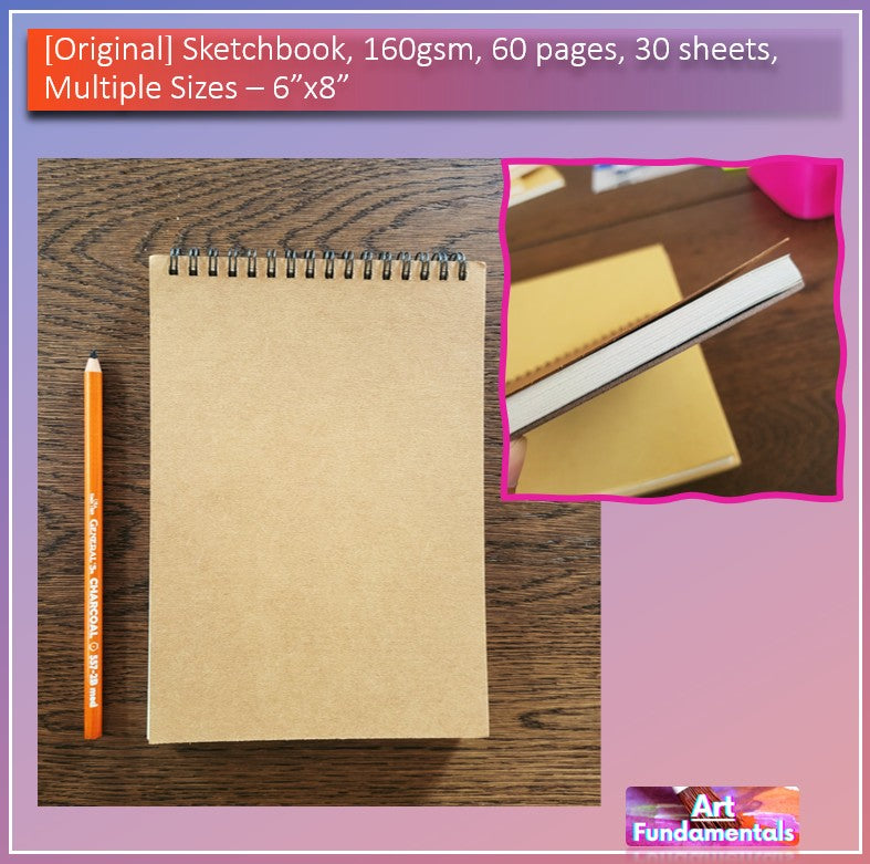 Sketchbook, 160gsm, 60 pages, 30 sheets, multiple sizes