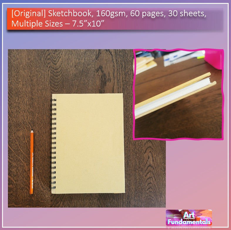 Sketchbook, 160gsm, 60 pages, 30 sheets, multiple sizes