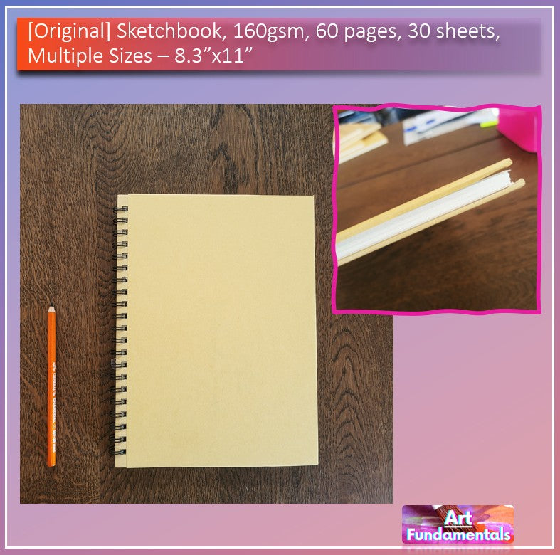 Sketchbook, 160gsm, 60 pages, 30 sheets, multiple sizes