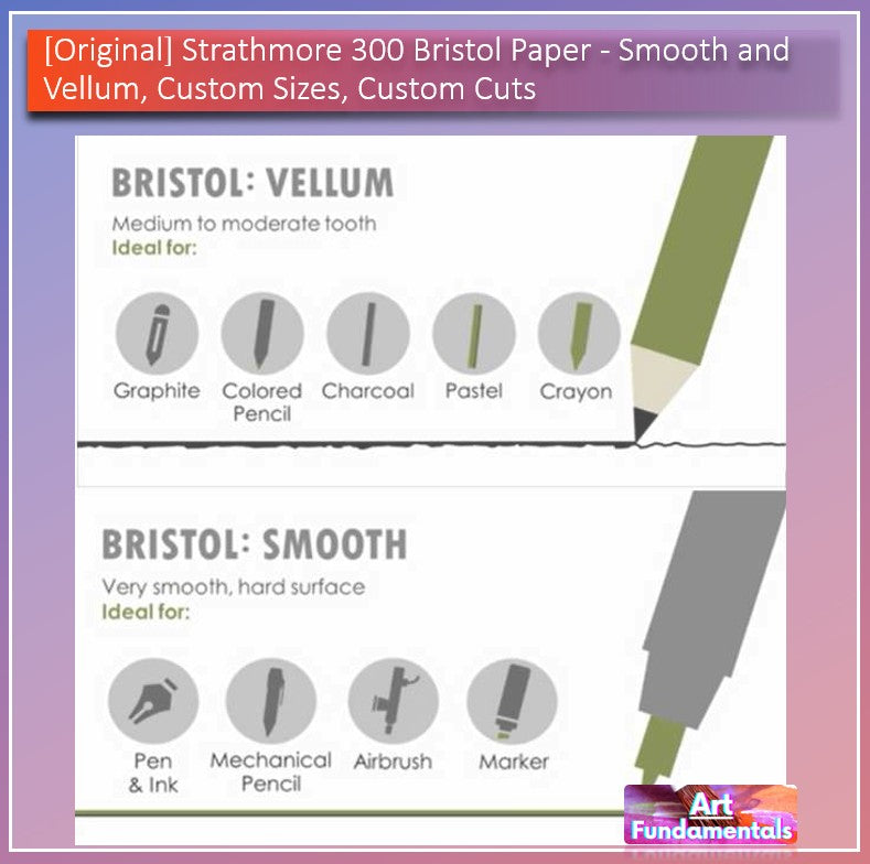 [Original] Strathmore 300 Bristol Paper - Smooth and Vellum, Custom Sizes, Custom Cuts