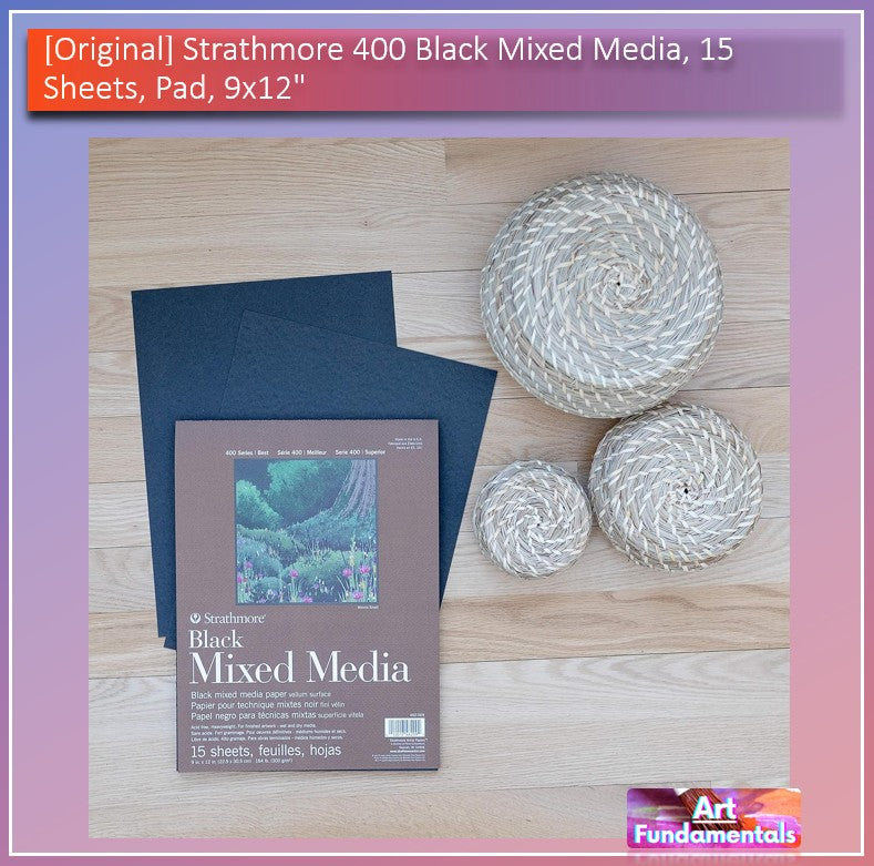 Strathmore 400 Black Mixed Media, 15 Sheets, Pad, 9x12"